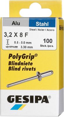 Blindniet Mini-Pack PolyGrip® Alu/ Stahl, Standard, Flachrundkopf