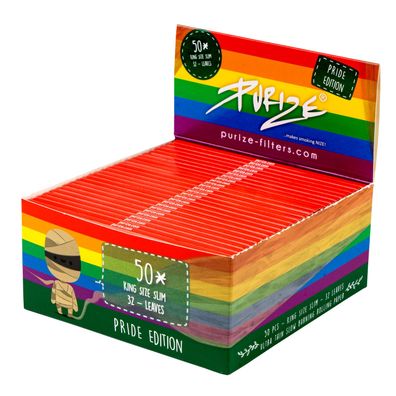 PURIZE Papers King Size Slim Rainbow Rollingpaper Zigarettenpapier | 50er Box