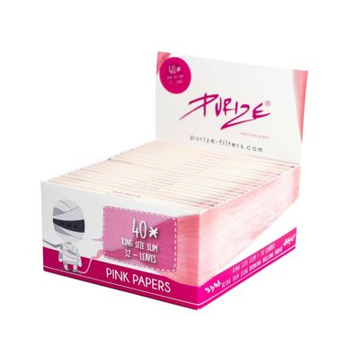 PURIZE Papers King Size Slim Pink Rollingpaper KSS | 40er Box (Gr. King Size Slim)