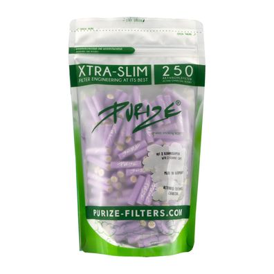 PURIZE Xtra Slim Size Aktivkohlefilter 250 Stück 6 mm lila flieder