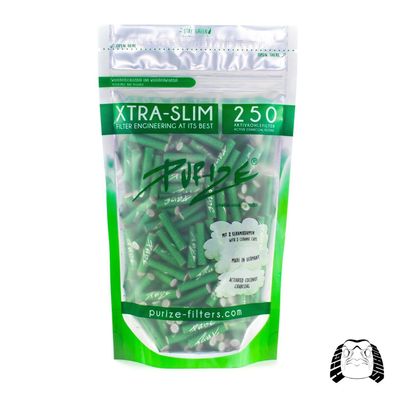 PURIZE Xtra Slim Size Aktivkohlefilter 250 Stück 6 mm grün (Gr. Xtra Slim (6mm))