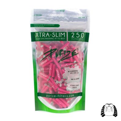 PURIZE Xtra Slim Size Aktivkohlefilter 250 Stück 6 mm pink (Gr. Xtra Slim (6mm))
