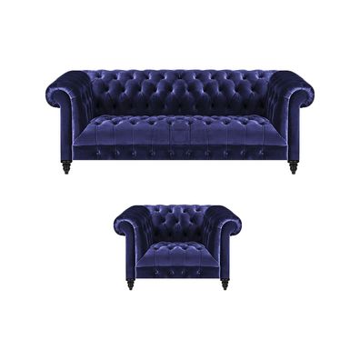 Chesterfield Sessel Luxus Polster Sofa Couch Dreisitze Sitz Garnitur Textil Neu