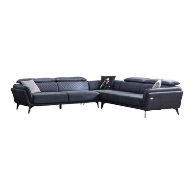 Robustes Graues Stoffsofa Designer L-Form Sofa Wohnzimmer Polster Couch