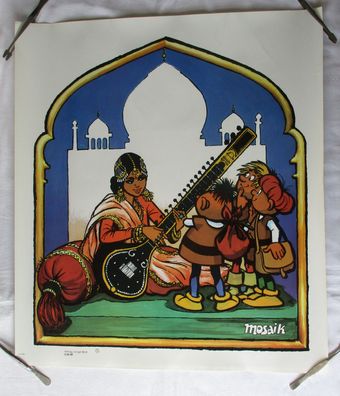 DDR Poster Mosaik Abrafaxe In Indien 53 x 47 cm (104723)