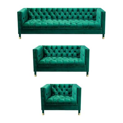 Modern Grün Garnitur Wohnzimmer 2x Sofas Couch Chesterfield Einrichtung