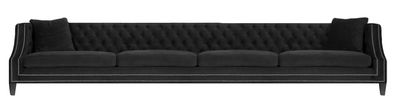 Schwarz Viersitzer Sofa Couch Modern Chesterfield Textil Wohnzimmer