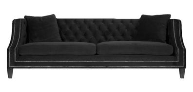 Schwarz Luxus Sofa Zweisitzer Couch Chesterfield Wohnzimmer Polstermöbel