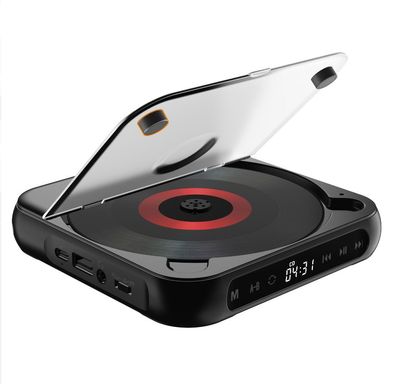 CD-Player Schlanker Bluetooth Type-C Schnellladung AUX/ USB Tragbar, Schwarz
