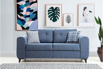 Hellblauer Zweisitzer Wohnzimmer Designer 2-Sitzer Luxus Stoffsofa Neu
