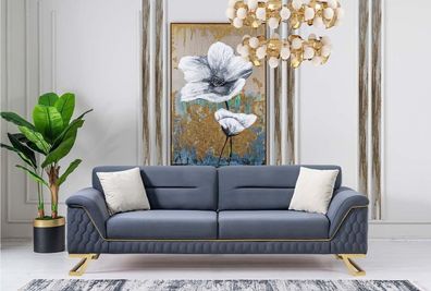 Blauer Wohnzimmer Designer Edelstahl 3-Sitzer Moderne Luxus Möbel Neu