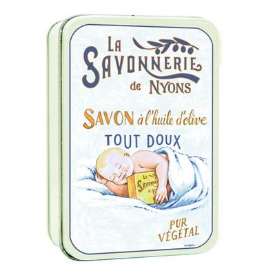 La Savonnerie De Nyons Seife in der Metalldose Bébé Douceur Baumwollblüte