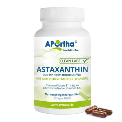 Aportha natürliches Astaxanthin 4 mg - 150 vegane Kapseln MHD 01/26