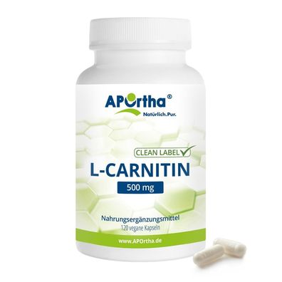 Aportha L-Carnitin 500 mg - 120 vegane Kapseln MHD 01/25