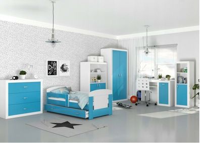 Jugendzimmer Kinderzimmer komplett Kommode Schreibtisch Schrank Regal FILIP blau