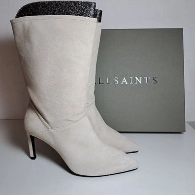 AllSaints ORLANA BOOT Designer Stiefel Leder Stiefelette Beige Gr. 40 NEU * SALE*