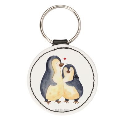 Mr. & Mrs. Panda Rund Schlüsselanhänger Pinguin umarmen ohne Spruch