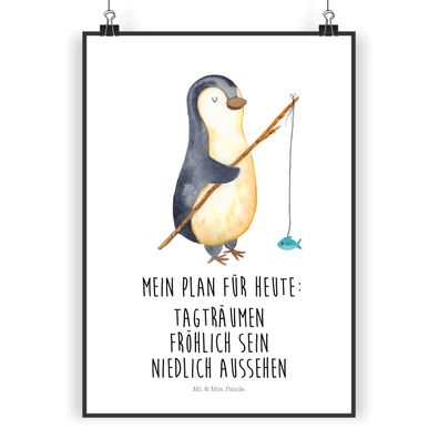 Mr. & Mrs. Panda Poster Pinguin Angler mit Spruch (Gr. DIN A4)