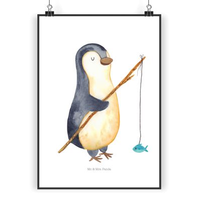 Mr. & Mrs. Panda Poster Pinguin Angler ohne Spruch (Gr. DIN A3)