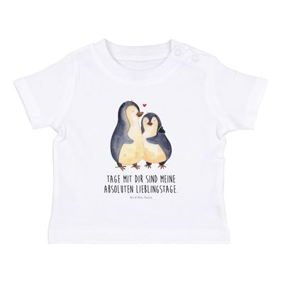 Mr. & Mrs. Panda Organic Baby Shirt Pinguin umarmen mit Spruch