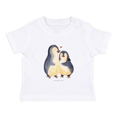 Mr. & Mrs. Panda Organic Baby Shirt Pinguin umarmen ohne Spruch