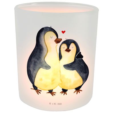 Mr. & Mrs. Panda Windlicht Pinguin umarmen ohne Spruch