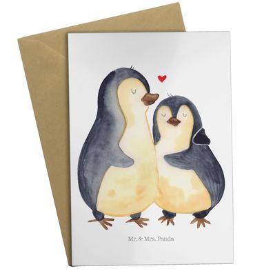 Mr. & Mrs. Panda Grußkarte Pinguin umarmen ohne Spruch
