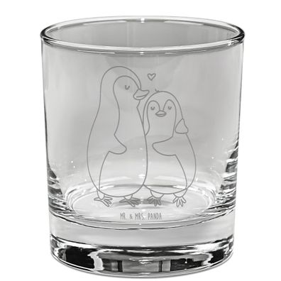 Mr. & Mrs. Panda Whiskey Glas Pinguin umarmen ohne Spruch