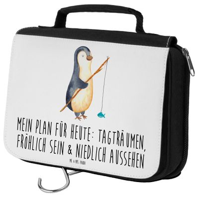 Mr. & Mrs. Panda Kulturbeutel Pinguin Angler mit Spruch