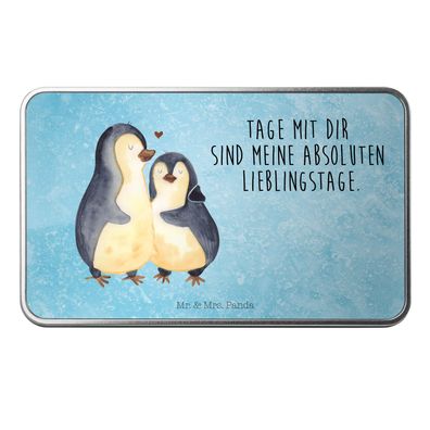 Mr. & Mrs. Panda Metalldose rechteckig Pinguin umarmen mit Spruch