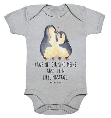 Mr. & Mrs. Panda Organic Baby Body Pinguin umarmen mit Spruch