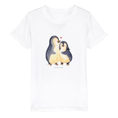 Mr. & Mrs. Panda Organic Kinder T-Shirt Pinguin umarmen ohne Spruch