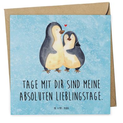 Mr. & Mrs. Panda Deluxe Karte Pinguin umarmen mit Spruch