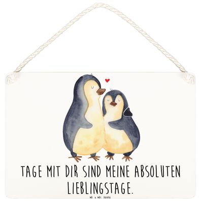 Mr. & Mrs. Panda Deko Schild Pinguin umarmen mit Spruch (Gr. DIN A5)