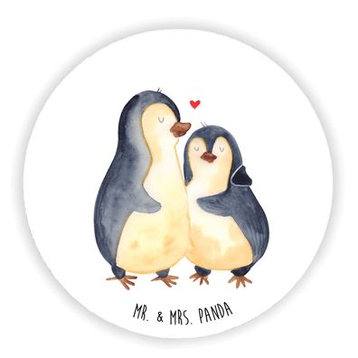 Mr. & Mrs. Panda Rund Magnet Pinguin umarmen ohne Spruch