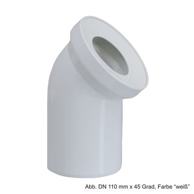 Universal-WC-Anschlussbogen 45 Grad mit Gummilippendichtung DN 110 mm, weiß