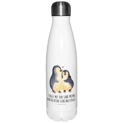 Mr. & Mrs. Panda Thermosflasche Pinguin umarmen mit Spruch