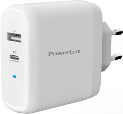 PowerLot 60W USB C Ladegerät mit GaN Tech PD 3.0 Netzteil, Schnellladegerät