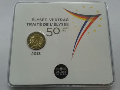 Original 2 euro 2013 Frankreich coincard Elysée Vetrag de Gaulle-Adenauer