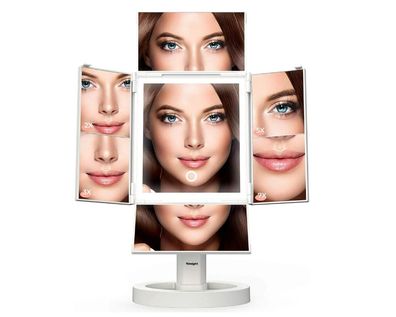 Tomight Schminkspiegel Kosmetikspiegel 34LED-Leuchten 2X/7X Vergrößerungsspiegel