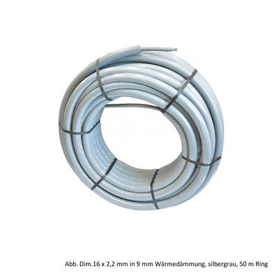 Viega Raxofix PE-Xc/ AI/ PE-Xc-Rohr 16 x 2,2mm, 9mm Wärmed., silbergrau, 25m Ring