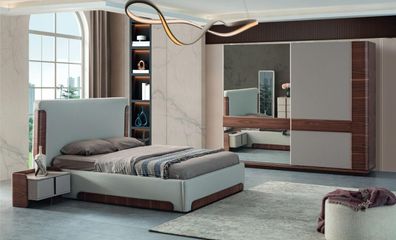 Graziöe Schlafzimmer Möbel Luxus Polsterbett Designer Kleiderschrank