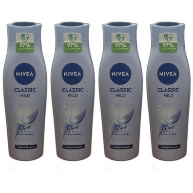 17,39EUR/1l 4 x Nivea Shampoo Classic Mild Haarshampoo Pflegeshampoo 250ml