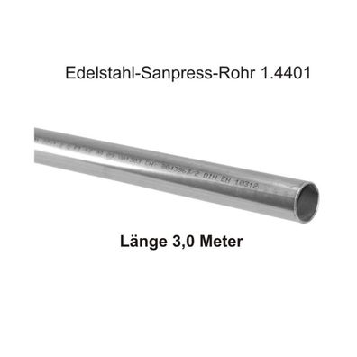 Viega Edelstahl-Sanpress-Rohr 1.4401, Länge 3,0m, 28 x 1,2 mm