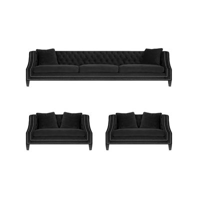 Sofagarnitur Chesterfield Textil Sofa Couch Sitz Polster Sessel Garnitur 3 + 1 + 1
