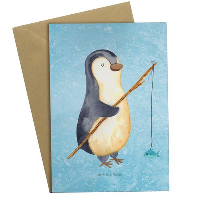 Mr. & Mrs. Panda Grußkarte Pinguin Angler ohne Spruch
