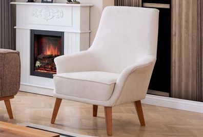 Weißer Polstersessel Designer Wohnzimmer Möbel Luxuriöser Einzel Sessel