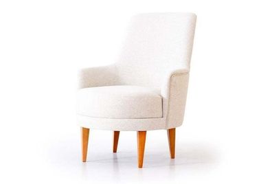 Weißer Textil Sessel Stilvoller Wohnzimmer Einsitzer Designer Lehnsessel
