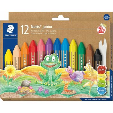 Staedtler 224 C12 Noris Junior Children's Thick Wax Crayons, Pack Of 12 Assorted