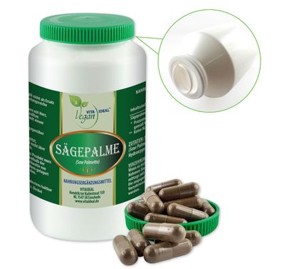 VITA IDEAL Vegan® Sägepalme Kapseln - Arecaceae - Saw Palmetto - SÄGE - PALME